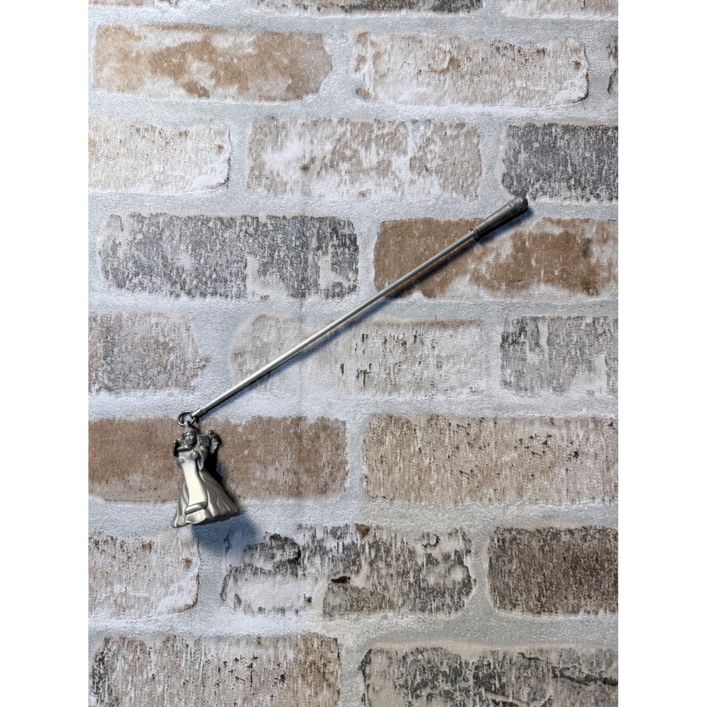 Vintage Silver Tone Angel Bell‎ Candle Snuffer Long Handle Metal Extinguisher